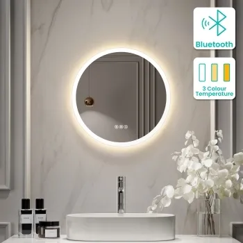 Grace Round Illuminated LED Mirror With BLUETOOTH Speaker 500mm