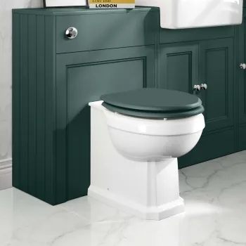 Hudson Traditional Back To Wall Toilet With Midnight Green Wooden Seat