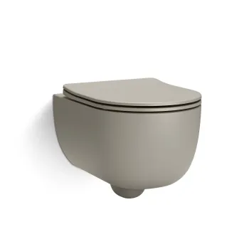 Tulsa Matt Cappuccino Rimless Wall Hung Toilet With Premium Soft Close Slim Seat