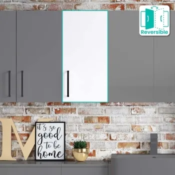 Harper Gloss White Wall Hung Cabinet 600x300mm - Black Accents