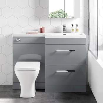 Avon Stone Grey Combination Basin Drawer and Atlanta Toilet 1100mm - Right Handed