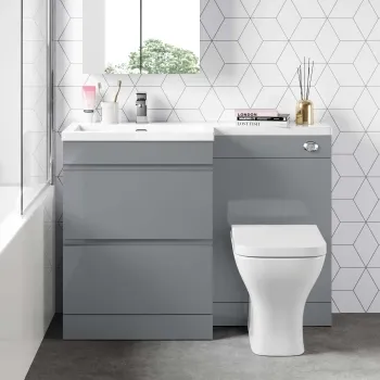Trent Stone Grey Combination Basin Drawer and Atlanta Toilet 1100mm - Left Handed