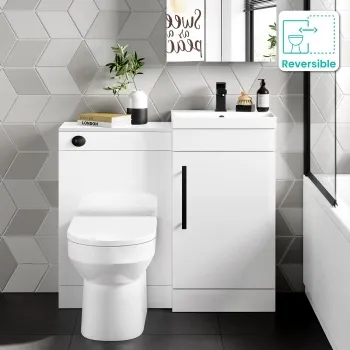 Avon Gloss White Combination Vanity Basin and Miami Toilet 950mm - Black Accents