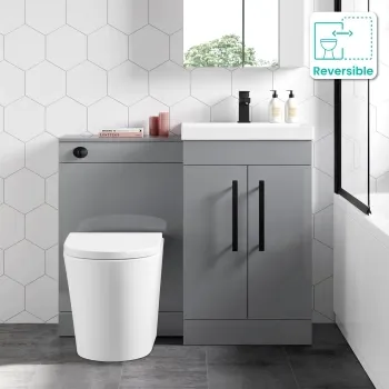 Avon Stone Grey Combination Vanity Basin and Boston Toilet 1000mm - Black Accents