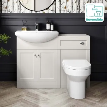 Capri Cotton White Combination Vanity Basin and Denver Toilet 1150mm - Chrome Handles