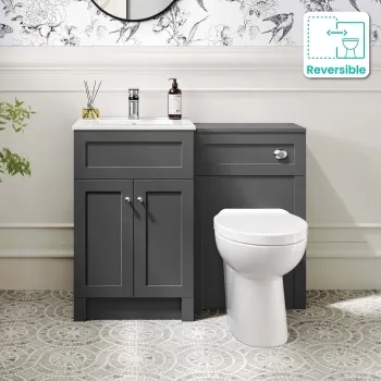 Milos Slate Grey Combination Vanity Basin and Austin Toilet 1000mm - Chrome Handles