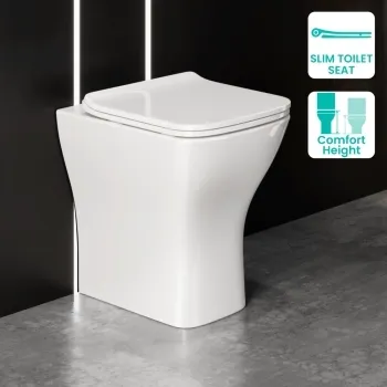 Atlanta Rimless Comfort Height Back To Wall Toilet With Premium Soft Close Slim Seat