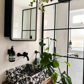 Munich Matt Black Grid Easy Clean 8mm Wet Room Shower Glass Panel 800mm