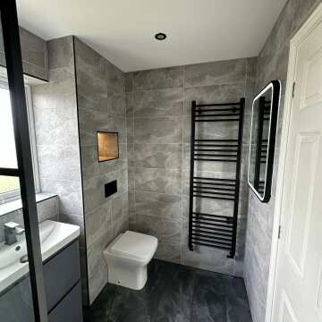 Barcelona Matt Black Straight Heated Towel Rail 1600x500mm