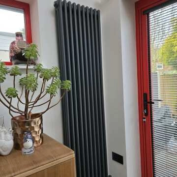 Faro Matt Black Double Flat Panel Vertical Radiator 1600x420mm
