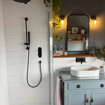 300mm Matt Black Round Stainless Steel Slim Shower Head