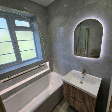 Cassie Brushed Brass Arched Backlit llluminated LED Mirror 700x500mm