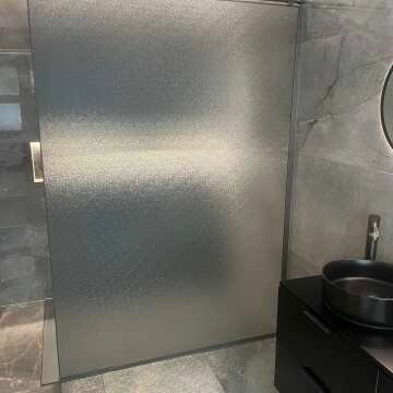 Lyon Gunmetal 8mm Laminated Wet Room Shower Glass Panel with Grey Frost Pattern 1400mm