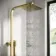 Skye Square Brushed Brass Thermostatic Bath Filler Shower Set