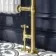 Gibraltar Medium Brushed Brass Traditional Heated Towel Radiator (With Overhanging Rail)