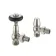 Brushed Nickel Angled Traditional Manual Thermostatic Radiator Valves (Pair) Standard 15mm