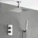 Galway Premium Ceiling Chrome Square Thermostatic Shower Set - 300mm Head & Hand Shower