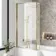 Zurich Easy Clean Brushed Brass L Shaped Bath Screen - 800mm