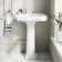 Hudson Traditional Low-Level Toilet With Dove Grey Seat & Pedestal Basin - Double Tap Hole