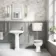 Hudson Traditional Low-Level Toilet With Chalk White Seat & Pedestal Basin - Double Tap Hole