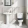Hudson Traditional Close Coupled Toilet With Inky Blue Seat & Pedestal Basin - Single Tap Hole
