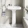 Hudson Traditional Toilet With Dove Grey Seat & Pedestal Basin Set - Double Tap Hole