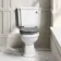 Hudson Traditional Toilet With Dove Grey Seat & Pedestal Basin Set - Double Tap Hole