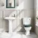Hudson Traditional Toilet With Midnight Green Seat & Pedestal Basin Set - Double Tap Hole