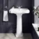 Hudson Traditional Close Coupled Toilet With Cashmere Pink Seat & Pedestal Basin - Single Tap Hole