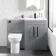 Avon Stone Grey Combination Vanity Basin and Aruba Toilet 1100mm - Black Accents - Right Handed