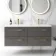 Elba Graphite Grey Wall Hung Double Basin Drawer Vanity 1200mm - Brushed Brass Accents