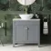 Bermuda Dove Grey Vanity with Marble Top & Oval Counter Top Basin 800mm - Brushed Brass Accents