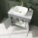 Bermuda Dove Grey Vanity with Marble Top & Curved Counter Top Basin 800mm - Brushed Brass Accents