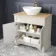 Lucia Chalk White Vanity with Oak Effect Top & Oval Counter Top Basin 840mm - Brushed Brass Accents