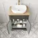 Lucia Graphite Grey Vanity with Oak Effect Top & Curved Counter Top Basin 640mm - Brushed Brass Accents