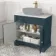 Lucia Inky Blue Cabinet with Marble Top 840mm (Excludes Counter Top Basin) - Brushed Brass Accents