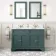 Lucia Midnight Green Double Vanity with Marble Top & Undermount Basins 1200mm - Brushed Brass Accents