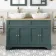 Lucia Midnight Green Double Vanity with Oak Effect Top & Curved Counter Top Basin 1200mm - Brushed Brass Accents