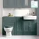 Monaco Midnight Green Combination Vanity Traditional Basin and Hudson Toilet with Wooden Seat 1500mm - Brushed Brass Accents