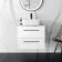 Elba Gloss White Wall Hung Drawer Vanity with Marble Top & Curved Counter Top Basin 600mm - Black Accents