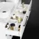 Elba Gloss White Double Wall Hung Drawer Vanity with Marble Top & Curved Basin 1200mm - Black Accents