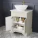 Lucia Chalk White Vanity with Marble Top & Oval Counter Top Basin 640mm - Brass Knurled Handles