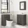 Lucia Graphite Grey Vanity with Marble Top & Undermount Basin 630mm - Brass Knurled Handles