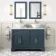 Lucia Inky Blue Double Vanity with Marble Top & Round Counter Top Basin 1200mm - Brass Knurled Handles