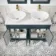 Lucia Inky Blue Double Vanity with Marble Top & Oval Counter Top Basin 1200mm - Brass Knurled Handles