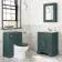 Lucia Midnight Green Vanity with Marble Top & Undermount Basin 630mm - Brass Knurled Handles