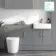 Harper Stone Grey Combination Vanity Basin and Boston Toilet 1500mm - Brushed Brass Accents