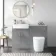 Harper Stone Grey Combination Vanity Basin with Marble Top & Boston Toilet 1200mm - Brushed Brass Accents