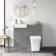 Harper Stone Grey Combination Vanity Basin & Houston Toilet 1000mm - Brushed Brass Accents