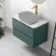 Corsica Midnight Green Wall Hung Drawer Vanity with Marble Top 800mm - Excludes Counter Top Basin